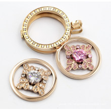 Rose Gold 316L Stainless Steel Locket with Setting Stone & Coines